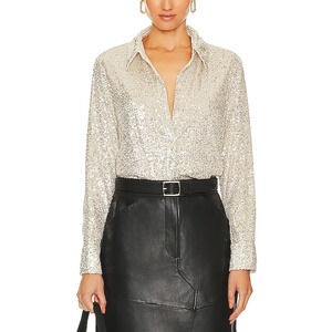 Sanctuary 'Radiant' Silver Sequin Embellished Top Size M - NWT